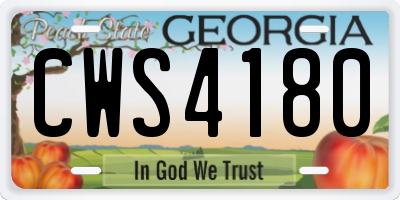 GA license plate CWS4180