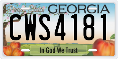 GA license plate CWS4181