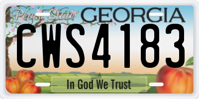 GA license plate CWS4183