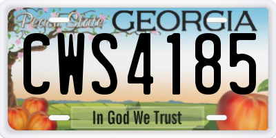 GA license plate CWS4185