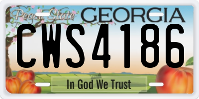 GA license plate CWS4186