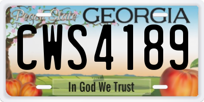 GA license plate CWS4189