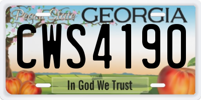 GA license plate CWS4190