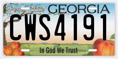GA license plate CWS4191