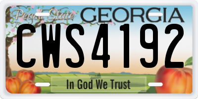 GA license plate CWS4192