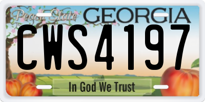 GA license plate CWS4197