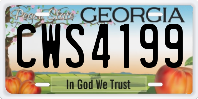 GA license plate CWS4199