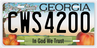 GA license plate CWS4200