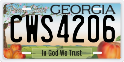 GA license plate CWS4206