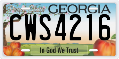 GA license plate CWS4216