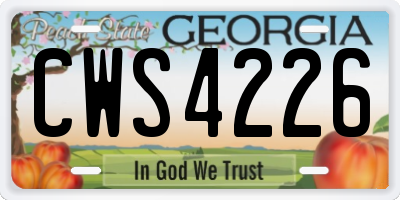 GA license plate CWS4226