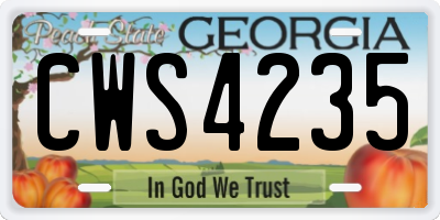 GA license plate CWS4235