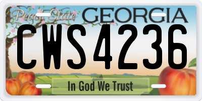GA license plate CWS4236
