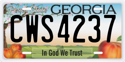 GA license plate CWS4237