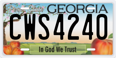 GA license plate CWS4240