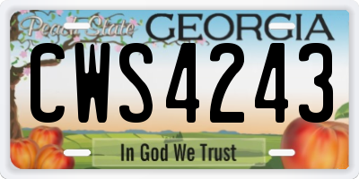 GA license plate CWS4243