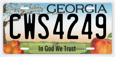 GA license plate CWS4249