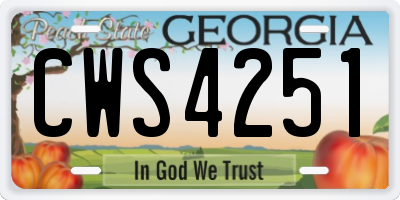 GA license plate CWS4251
