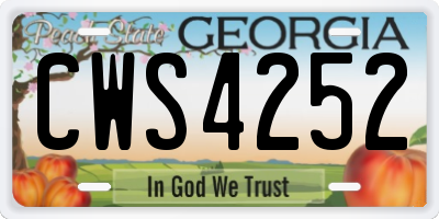 GA license plate CWS4252