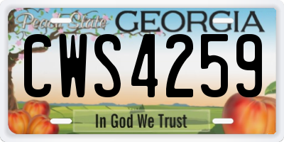 GA license plate CWS4259