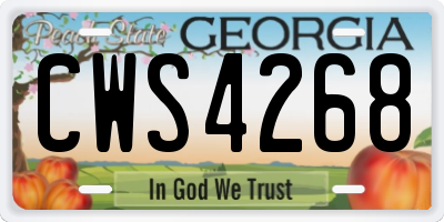 GA license plate CWS4268