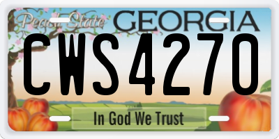 GA license plate CWS4270