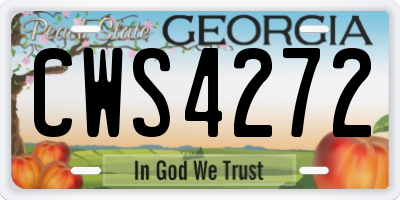 GA license plate CWS4272