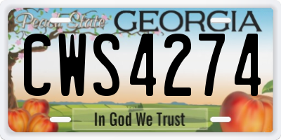 GA license plate CWS4274