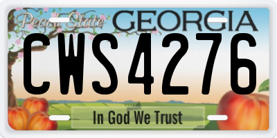 GA license plate CWS4276