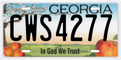 GA license plate CWS4277