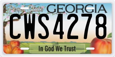 GA license plate CWS4278