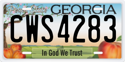 GA license plate CWS4283