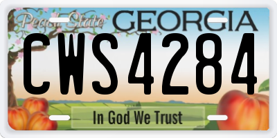 GA license plate CWS4284