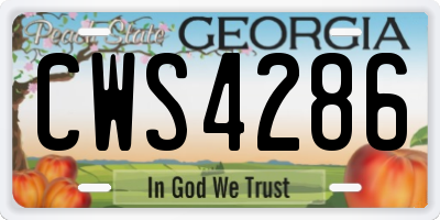 GA license plate CWS4286