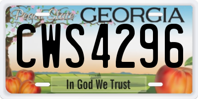 GA license plate CWS4296