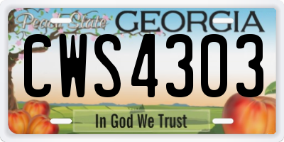 GA license plate CWS4303