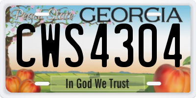 GA license plate CWS4304