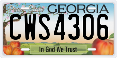 GA license plate CWS4306