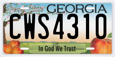GA license plate CWS4310