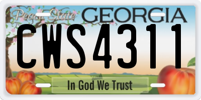 GA license plate CWS4311