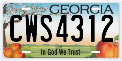 GA license plate CWS4312