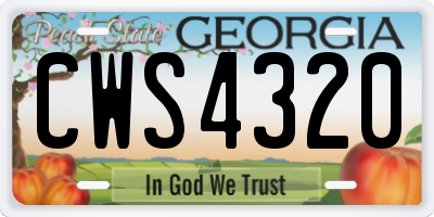 GA license plate CWS4320