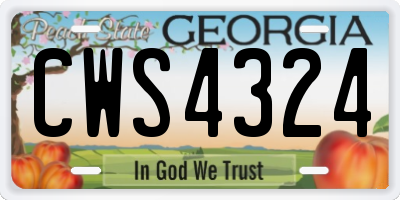 GA license plate CWS4324