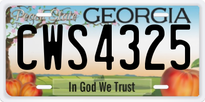 GA license plate CWS4325