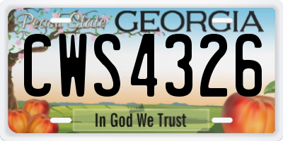 GA license plate CWS4326
