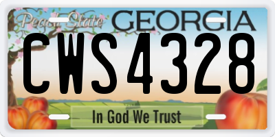 GA license plate CWS4328