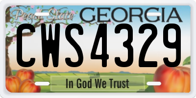 GA license plate CWS4329
