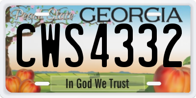 GA license plate CWS4332