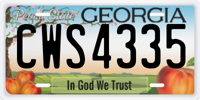 GA license plate CWS4335