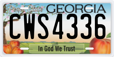 GA license plate CWS4336